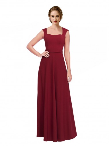 Long Burgundy Sleeveless A-Line Prom Dress / Bridesmaid Dress Leeds