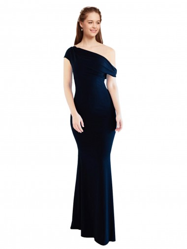 Long Dark Navy Sleeveless Mermaid Stretch Crepe Formal Evening Gown / Prom Dress / Bridesmaid Dress Leeds