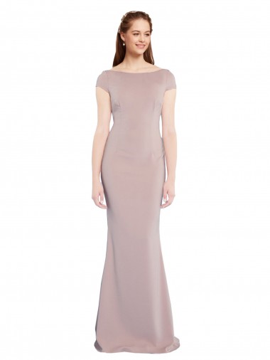 Long Dusty Pink Cap Sleeves Mermaid Tie Back Formal Evening Gown / Prom Dress / Bridesmaid Dress Leeds