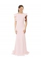 Sweep Train Pink Ruffle Sleeves Mermaid, Sheath V-Back Black Tie Prom Dress / Bridesmaid Dress Leeds