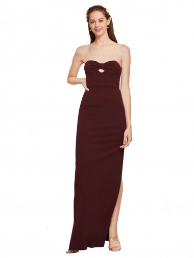 Long Burgundy Gold Sleeveless Sheath Formal Evening Gown / Prom Dress / Bridesmaid Dress Leeds