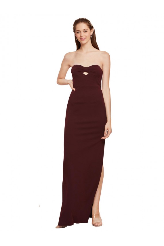 Long Burgundy Gold Sleeveless Sheath Formal Evening Gown / Prom Dress / Bridesmaid Dress Leeds