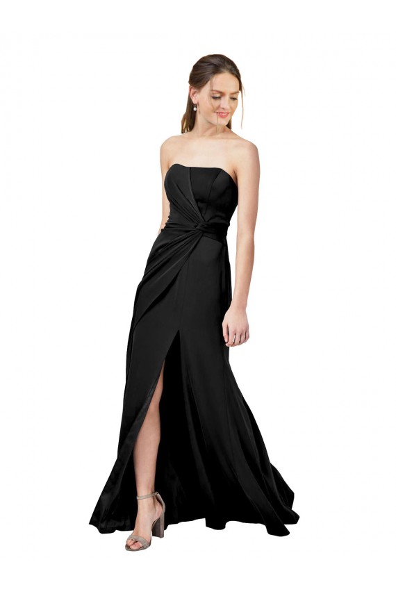 Long Black Sleeveless Sheath Low Back Formal Dress / Bridesmaid Dress Leeds