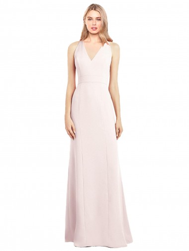 Long Pink Sleeveless Trumpet Keyhole Back Semi Formal Evening Dress / Prom Dress / Bridesmaid Dress Leeds