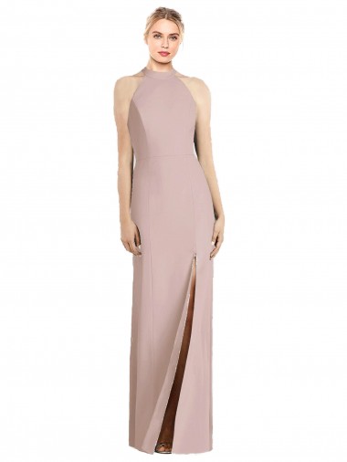 Long Dusty Pink Sleeveless Trumpet Open Back Semi Formal Evening Dress / Bridesmaid Dress Leeds