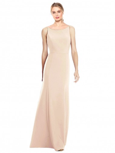 Long Nude Sleeveless Trumpet Open Back Semi Formal Evening Dress / Prom Dress / Bridesmaid Dress Leeds