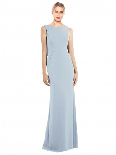 Long Light Sky Blue Sleeveless Trumpet Backless Semi Formal Evening Dress / Prom Dress / Bridesmaid Dress Leeds