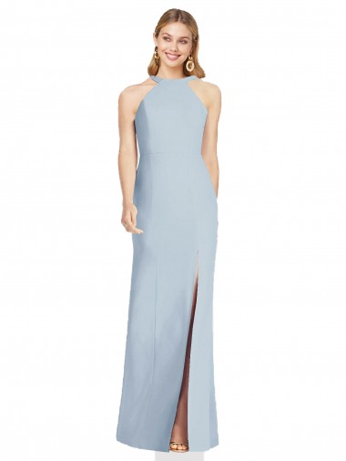 Long Light Sky Blue Sleeveless Trumpet Open Back Formal Evening Gown / Bridesmaid Dress Leeds