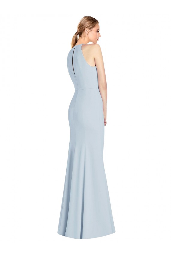 Long Light Sky Blue Sleeveless Trumpet Keyhole Back Semi Formal Evening Dress / Prom Dress / Bridesmaid Dress Leeds