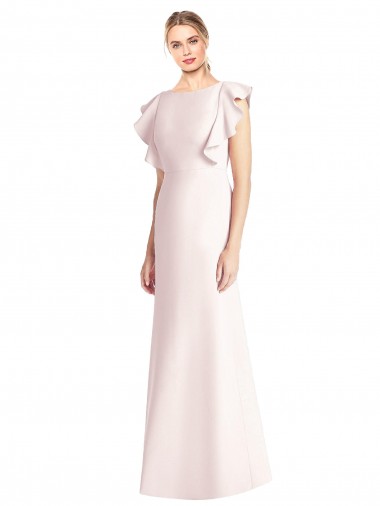 Long Pink Cap Sleeves Trumpet Open Back Formal Dress / Bridesmaid Dress Leeds