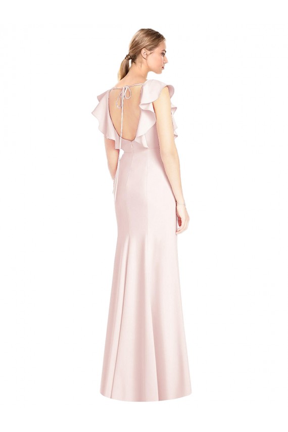 Long Pink Cap Sleeves Trumpet Open Back Formal Dress / Bridesmaid Dress Leeds
