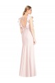 Long Pink Cap Sleeves Trumpet Open Back Formal Dress / Bridesmaid Dress Leeds