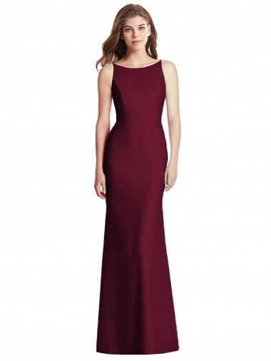 Long Burgundy Gold Sleeveless Trumpet Open Back Semi Formal Evening Dress / Bridesmaid Dress Leeds