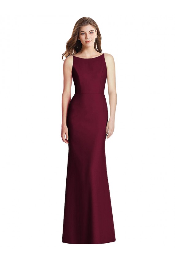 Long Burgundy Gold Sleeveless Trumpet Open Back Semi Formal Evening Dress / Bridesmaid Dress Leeds