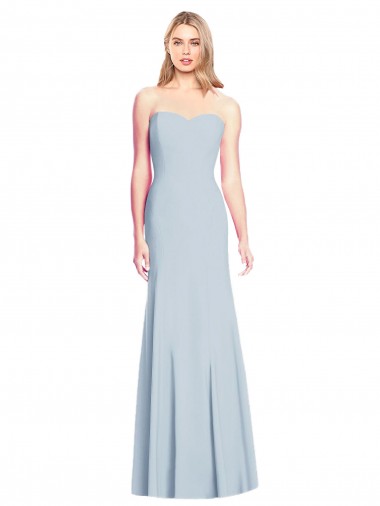 Long Light Sky Blue Sleeveless Trumpet Low Back Formal Dress / Bridesmaid Dress Leeds