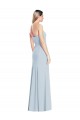 Long Light Sky Blue Sleeveless Trumpet Low Back Formal Dress / Bridesmaid Dress Leeds