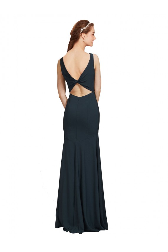 Long Black Sleeveless Mermaid Open Back Prom Dress / Bridesmaid Dress Leeds