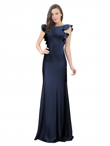 Long Dark Navy Sleeveless Mermaid Keyhole Back Prom Dress / Bridesmaid Dress Leeds