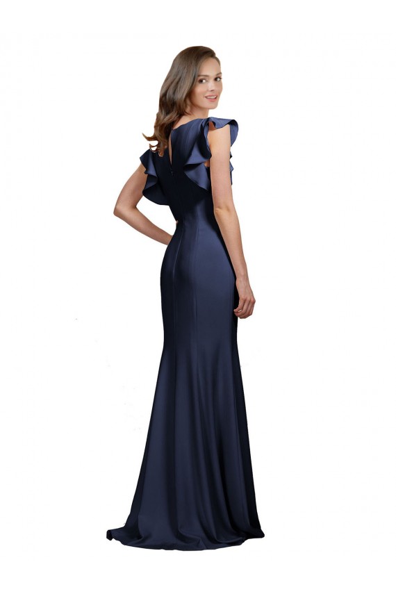 Long Dark Navy Sleeveless Mermaid Keyhole Back Prom Dress / Bridesmaid Dress Leeds