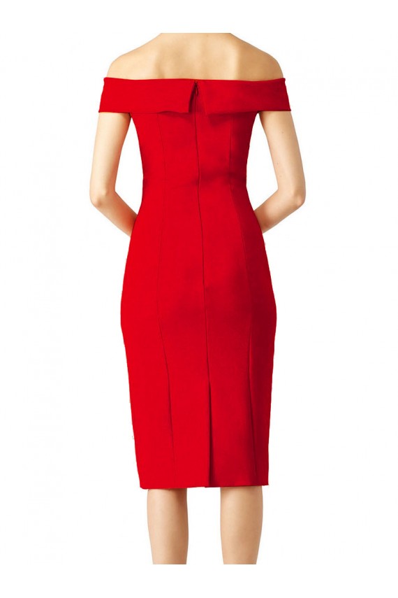 Cocktail Length Red Sleeveless Sheath Stretch Crepe Formal Evening Gown / Prom Dress / Bridesmaid Dress Leeds