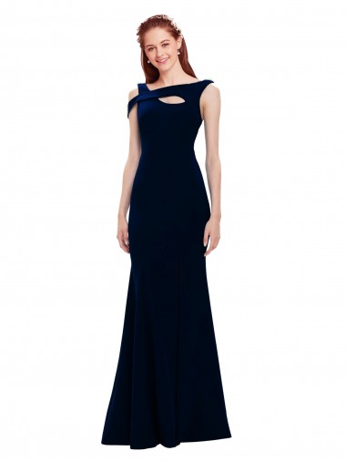Long Dark Navy Sleeveless Mermaid Side Slit Formal Evening Gown / Prom Dress / Bridesmaid Dress Leeds