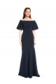 Long Dark Navy Short Sleeves Mermaid Bridesmaid Dress / Formal Dress Leeds