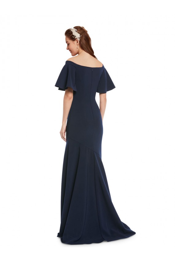 Long Dark Navy Short Sleeves Mermaid Bridesmaid Dress / Formal Dress Leeds