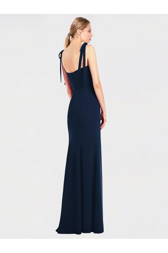 Long Dark Navy Sleeveless Trumpet Low Back Semi Formal Evening Dress / Prom Dress / Bridesmaid Dress Leeds