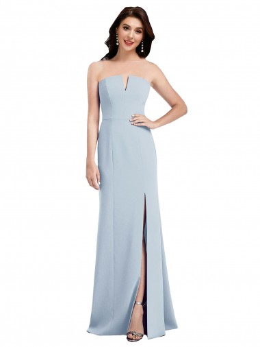 Long Light Sky Blue Sleeveless Trumpet Low Back Bridesmaid Dress / Evening Dress Leeds