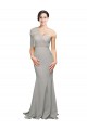 Sweep Train Oyster Silver Sleeveless Mermaid Low Back Formal Evening Gown / Prom Dress / Bridesmaid Dress Leeds