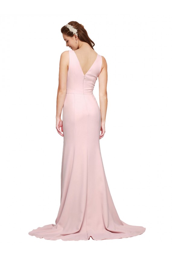 Sweep Train Pink Sleeveless A-Line V-Back Black Tie Evening Gown / Prom Dress / Bridesmaid Dress Leeds