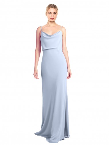 Long Light Sky Blue Sleeveless Sheath V-Back Formal Dress / Bridesmaid Dress Leeds