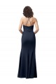 Long Dark Navy Sleeveless Sheath Open Back Side Slit Formal Evening Gown / Prom Dress / Bridesmaid Dress Leeds