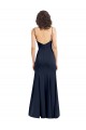 Long Dark Navy Sleeveless Sheath Low Back Formal Dress / Bridesmaid Dress Leeds