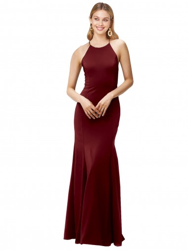 Long Burgundy Gold Sleeveless Mermaid Open Back Formal Evening Gown / Prom Dress / Bridesmaid Dress Leeds