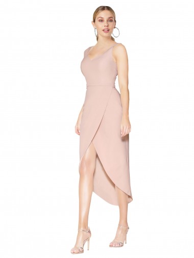 Knee Length Mauve Sleeveless Mermaid V-Back High Low Evening Gown / Prom Dress / Bridesmaid Dress Leeds