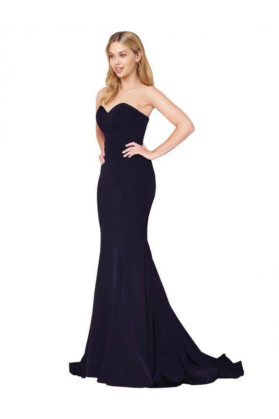 Sweep Train Dark Navy Sleeveless Mermaid Formal Evening Gown / Prom Dress / Bridesmaid Dress Leeds