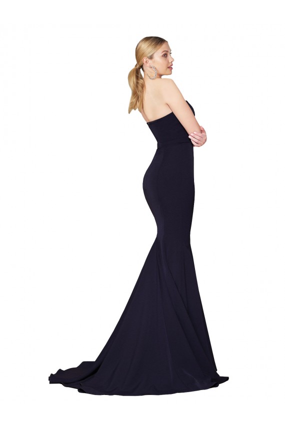 Sweep Train Dark Navy Sleeveless Mermaid Formal Evening Gown / Prom Dress / Bridesmaid Dress Leeds