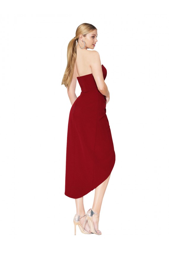 Knee Length Burgundy Sleeveless Mermaid High Low Evening Gown / Prom Dress / Bridesmaid Dress Leeds