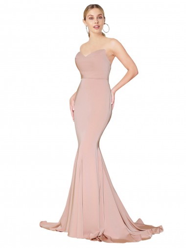 Long Mauve Sleeveless Mermaid Low Back Formal Evening Gown / Prom Dress / Bridesmaid Dress Leeds