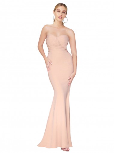 Long Nude Sleeveless Mermaid Formal Dress / Bridesmaid Dress Leeds