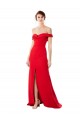 Long Red Sleeveless A-Line High Slit Bridesmaid Dress / Evening Dress Leeds