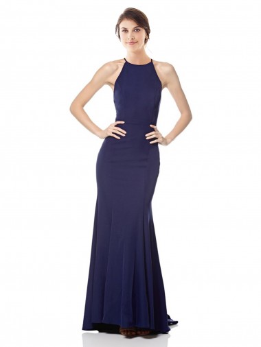 Long Navy Blue Sleeveless Mermaid Bridesmaid Dress / Formal Dress Leeds