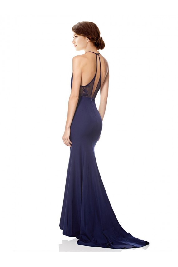 Long Navy Blue Sleeveless Mermaid Bridesmaid Dress / Formal Dress Leeds