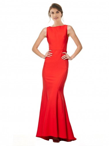 Long Red Sleeveless Mermaid Open Back Bridesmaid Dress / Evening Gowns Leeds