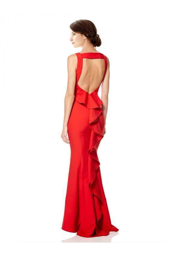 Long Red Sleeveless Mermaid Open Back Bridesmaid Dress / Evening Gowns Leeds