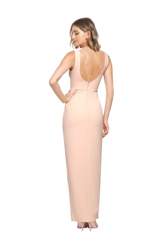 Long Nude Sleeveless Sheath Formal Evening Gown / Prom Dress / Bridesmaid Dress Leeds