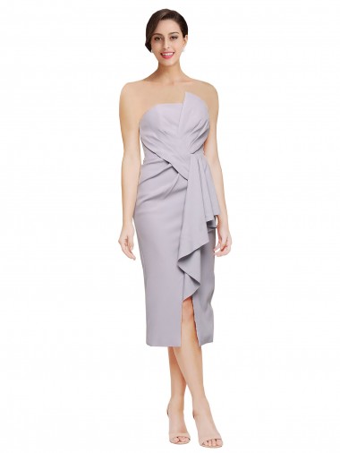 Cocktail Length Arctic Lilac Sleeveless Sheath Low Back High Low Evening Gown / Prom Dress / Bridesmaid Dress Leeds