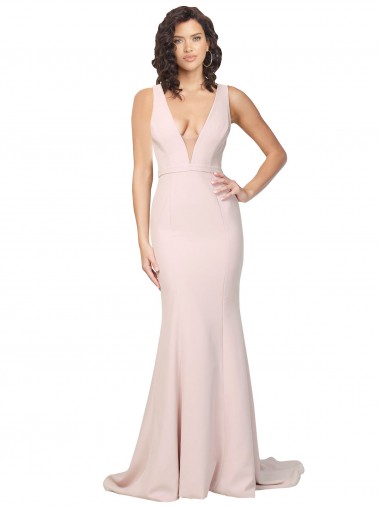 Sweep Train Pink Sleeveless Sheath V-Back Black Tie Evening Gown / Prom Dress / Bridesmaid Dress Leeds