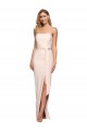 Long Nude Sleeveless Sheath Low Back High Side Slit Formal Evening Gown / Prom Dress / Bridesmaid Dress Leeds